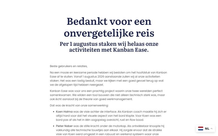 Screenshot of kanbanease.nl