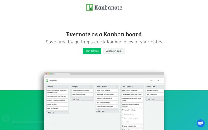 Screenshot of kanbanote.com