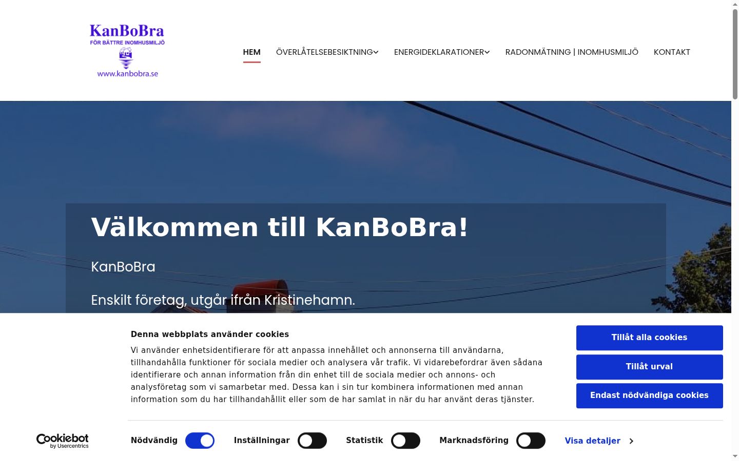 Skærmbillede af samtykkebanneret, som det blev vist før nogen interaktion