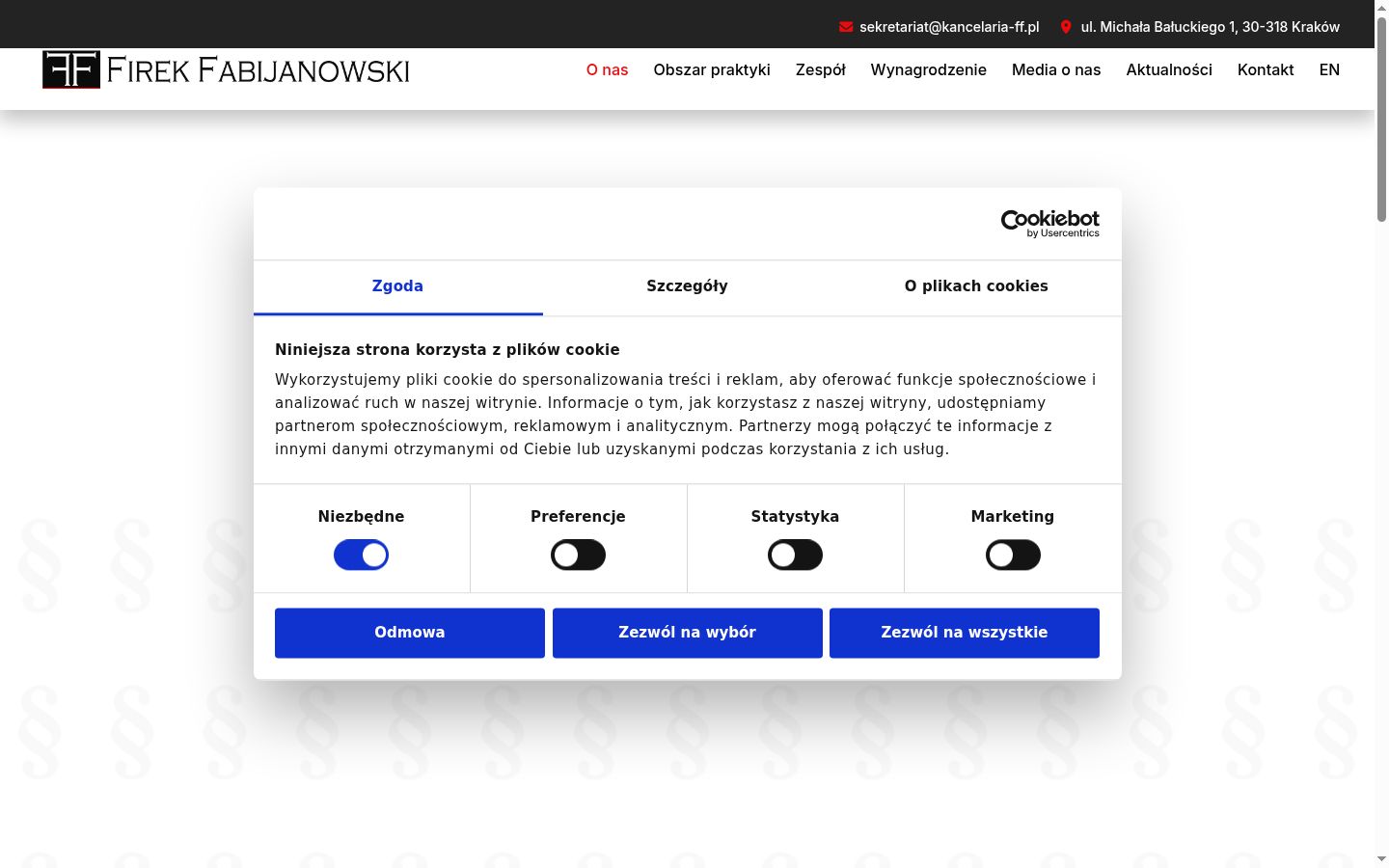 Screenshot del banner di consenso mostrato prima di qualsiasi interazione