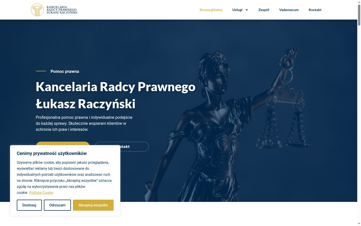 Zrzut ekranu banera zgody wyświetlanego przed jakąkolwiek interakcją