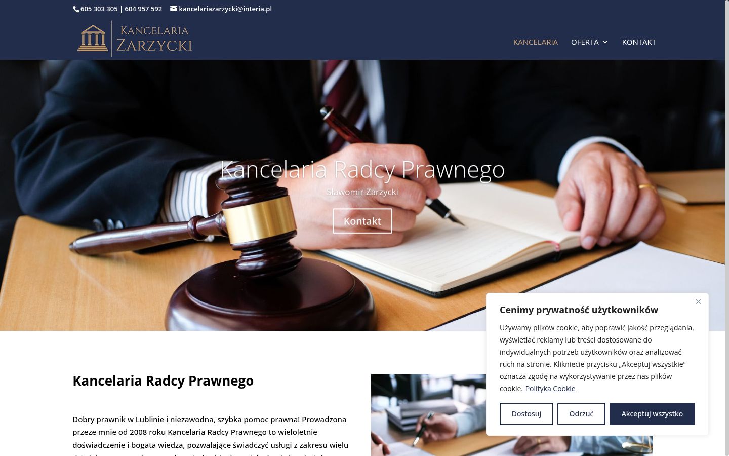 Zrzut ekranu banera zgody wyświetlanego przed jakąkolwiek interakcją