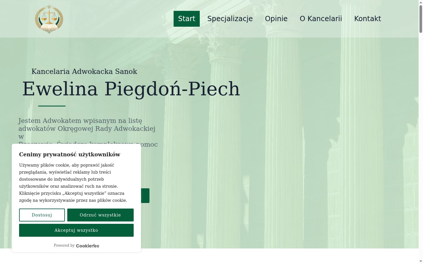 Screenshot of the consent banner shown before any interaction