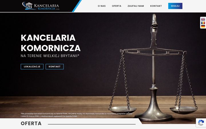 Screenshot of kancelariakomornicza.co.uk