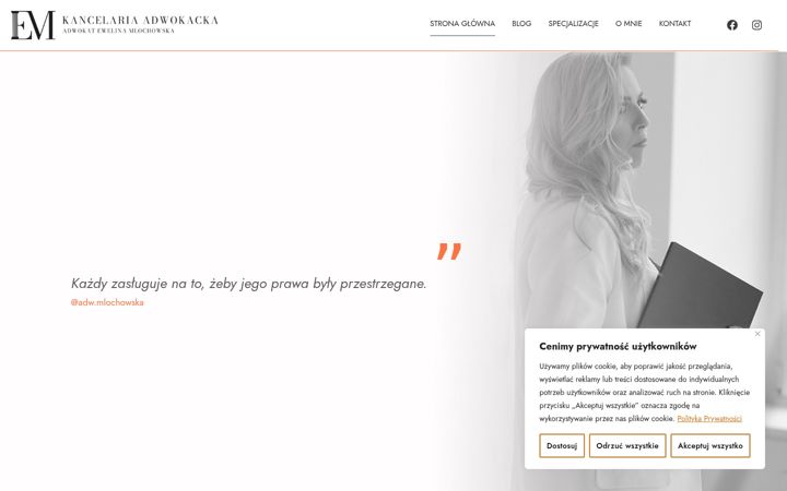 Screenshot of kancelariamlochowska.com