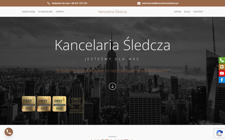 Screenshot stránky kancelariasledcza.pl