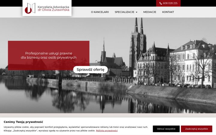 Screenshot of kancelariazurawinska.pl