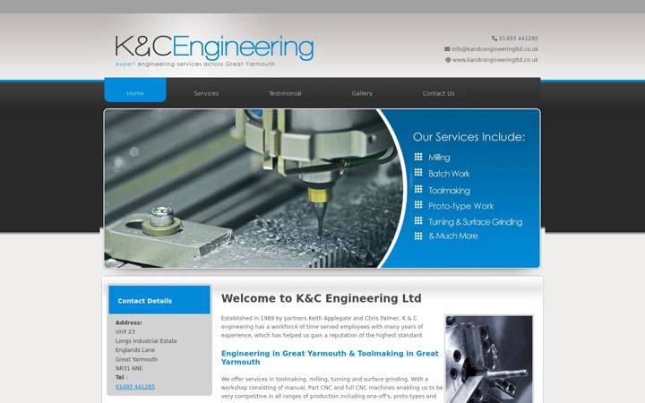 Skjámynd af kandcengineeringltd.co.uk