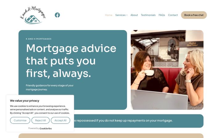 Screenshot of kandhmortgages.co.uk