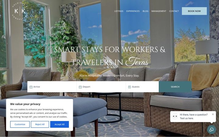 Screenshot of kandkhousing.com