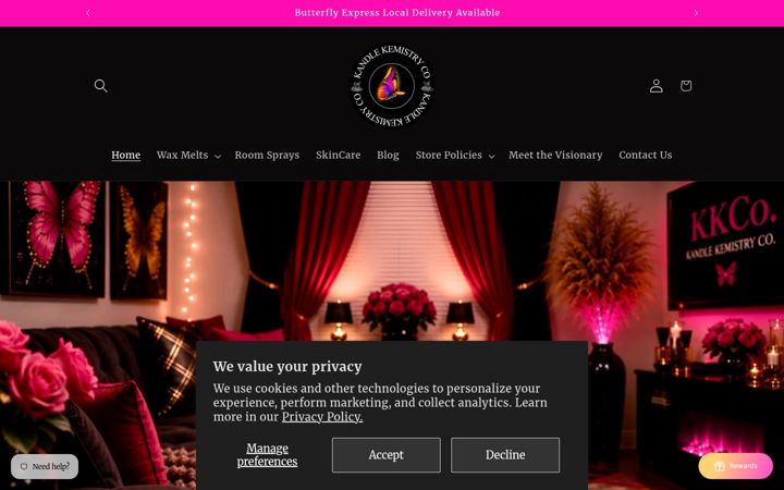 Screenshot of kandlekemistryco.com