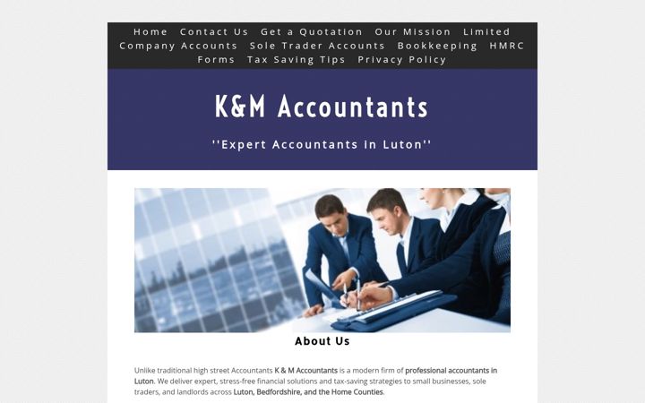 Screenshot of kandmaccountants.co.uk