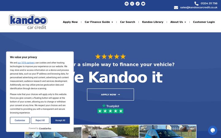 Екранна снимка на kandoocarcredit.co.uk