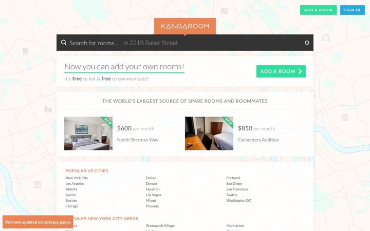 Screenshot of kangaroom.com