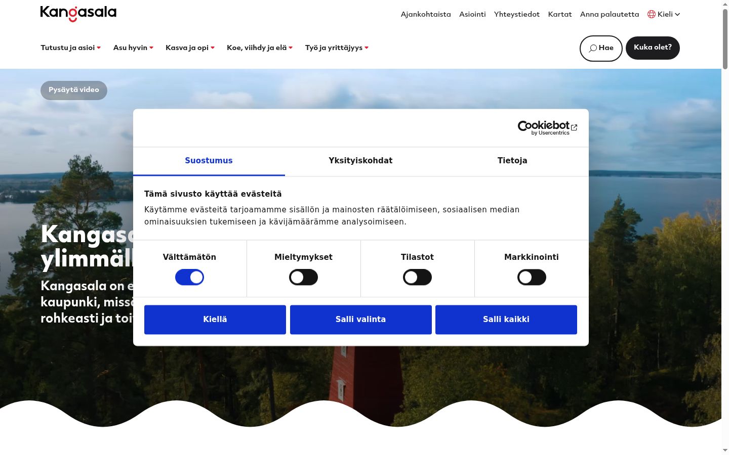 Capture d'écran de la bannière de consentement affichée avant toute interaction