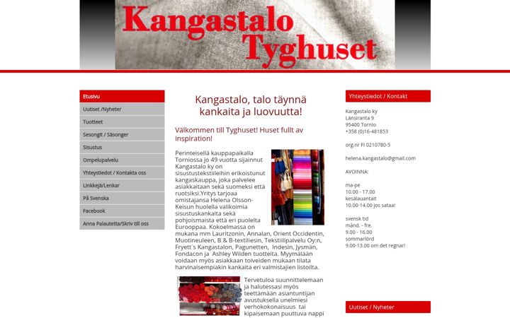 Screenshot of kangastalo.com