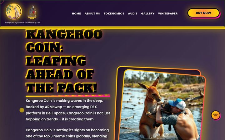 Screenshot of kangeroocoin.com