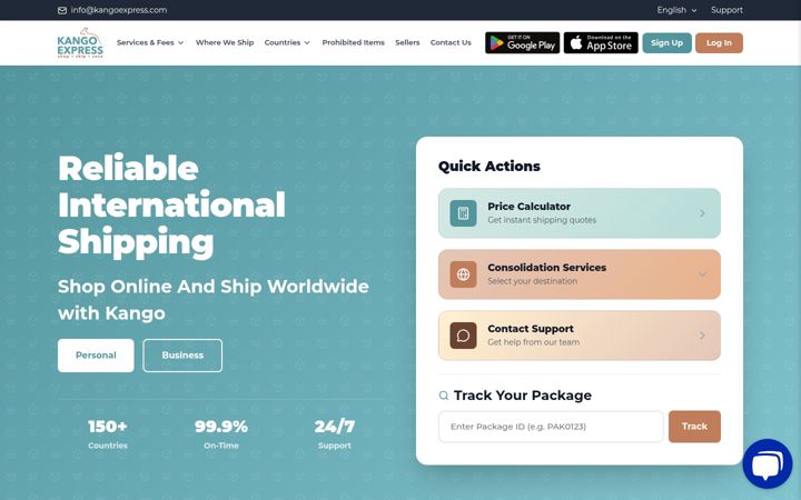 Screenshot of kangoexpress.com