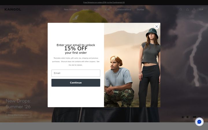 Captura de pantalla de kangol.com
