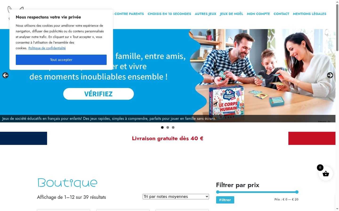 Screenshot of the consent banner shown before any interaction