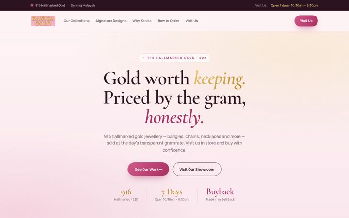 Screenshot of kanikagold.com