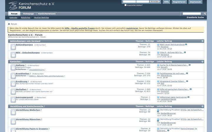 Screenshot of kaninchenschutzforum.de