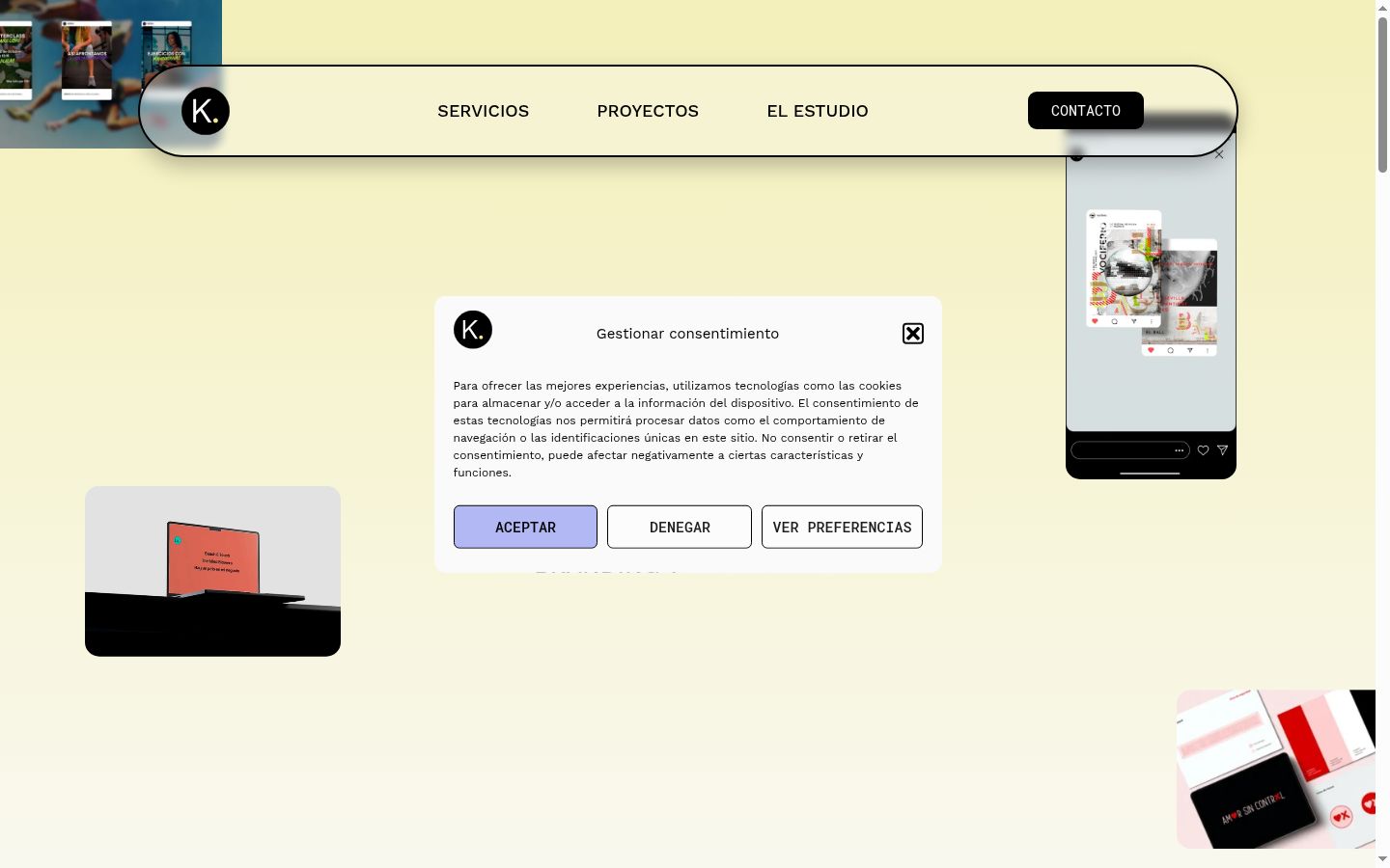Screenshot del banner di consenso mostrato prima di qualsiasi interazione
