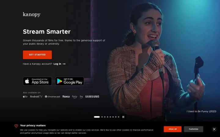 Captură de ecran a kanopy.com