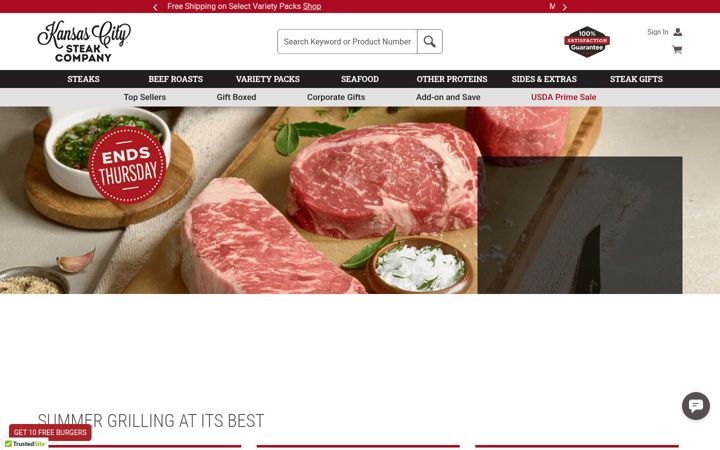 Screenshot of kansascitysteaks.com