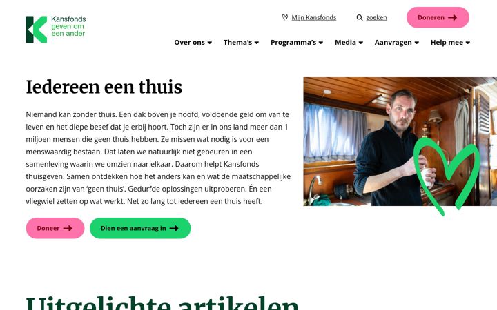 Screenshot di kansfonds.nl