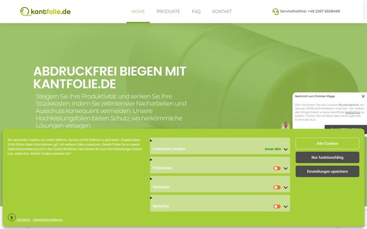 Screenshot of kantfolie.de