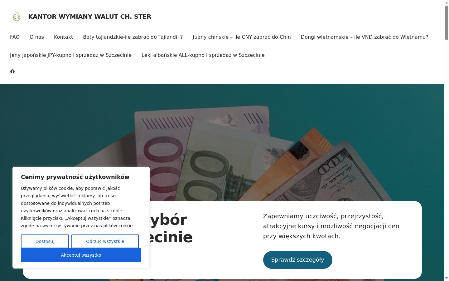 Zrzut ekranu banera zgody wyświetlanego przed jakąkolwiek interakcją