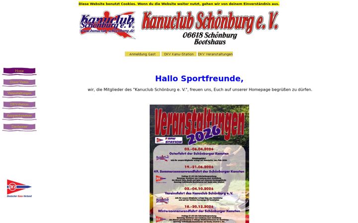 Screenshot of kanuclub-schoenburg.de