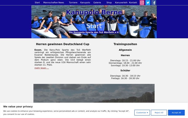 Screenshot of kanupolo-berne.de