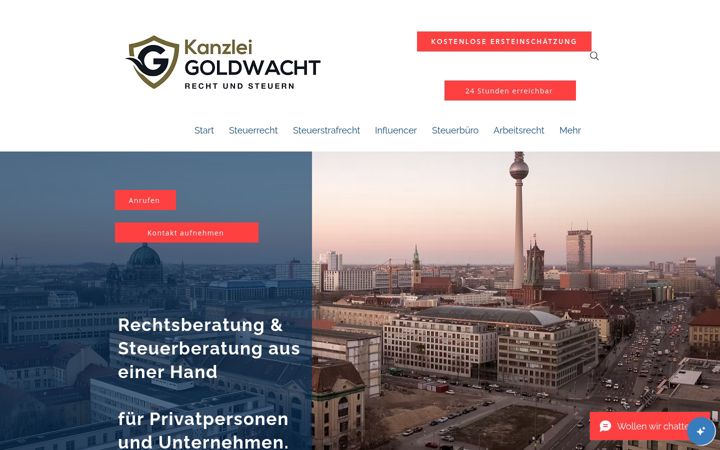 Screenshot of kanzlei-goldwacht.de