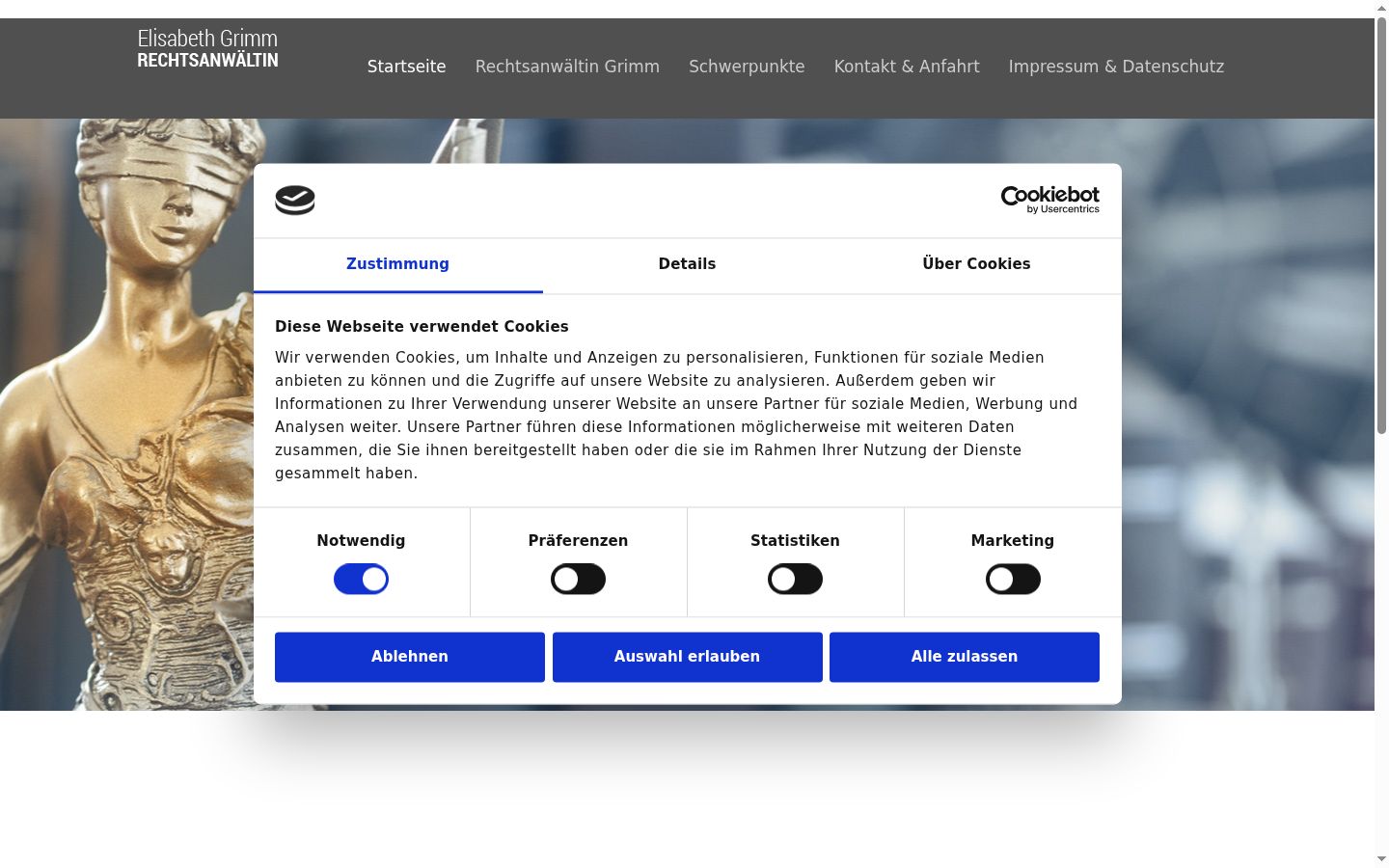 Screenshot of the consent banner shown before any interaction
