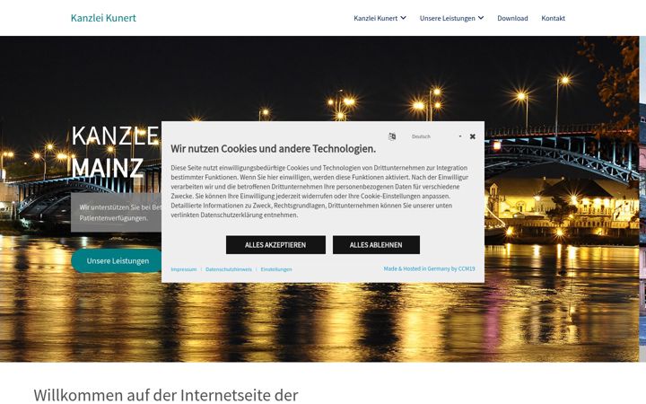 Posnetek zaslona kanzlei-kunert.net