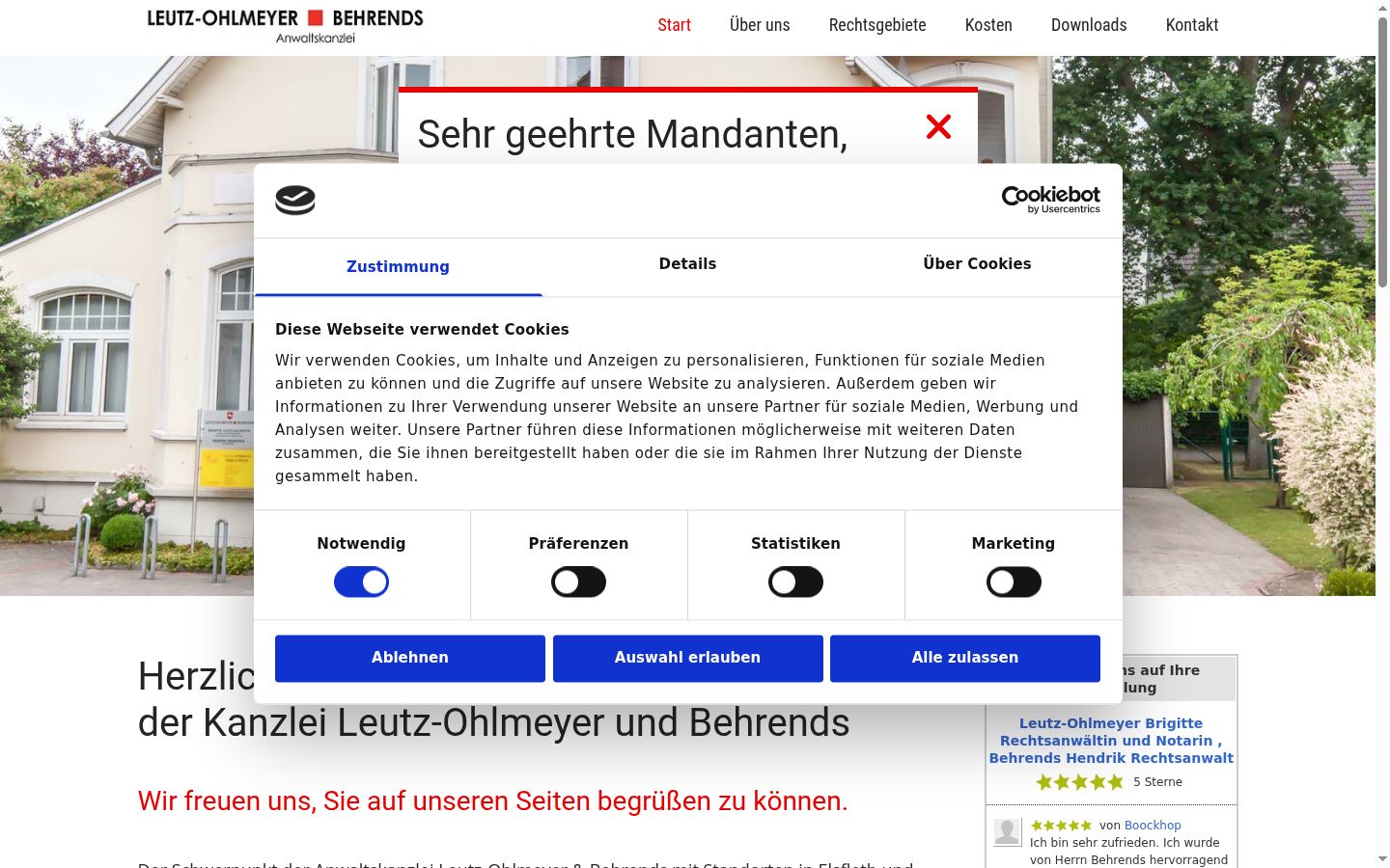 Screenshot van de toestemmingsbanner zoals getoond vóór enige interactie