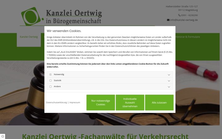 Screenshot of kanzlei-oertwig.de