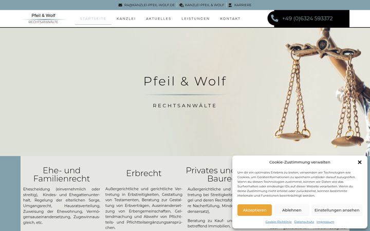 Screenshot of kanzlei-pfeil-wolf.de