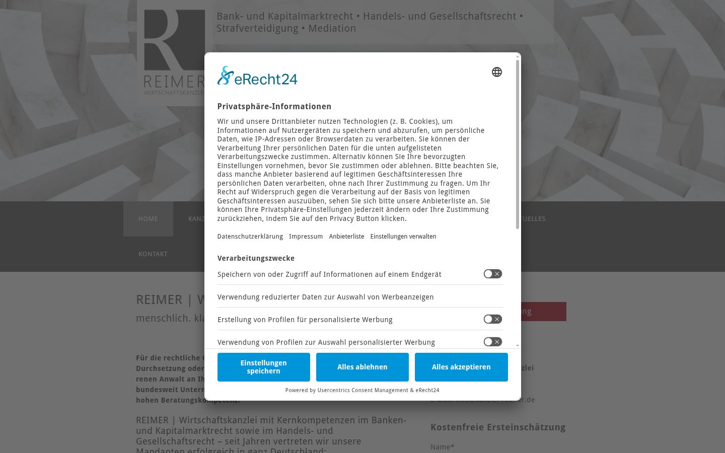 Screenshot del banner di consenso mostrato prima di qualsiasi interazione