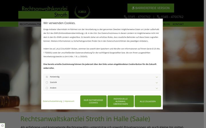 Screenshot of kanzlei-stroth.de