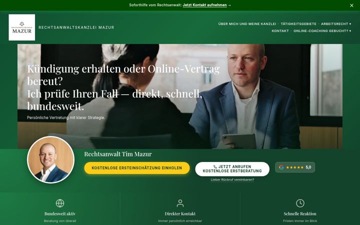 Screenshot of kanzlei-timmazur.de