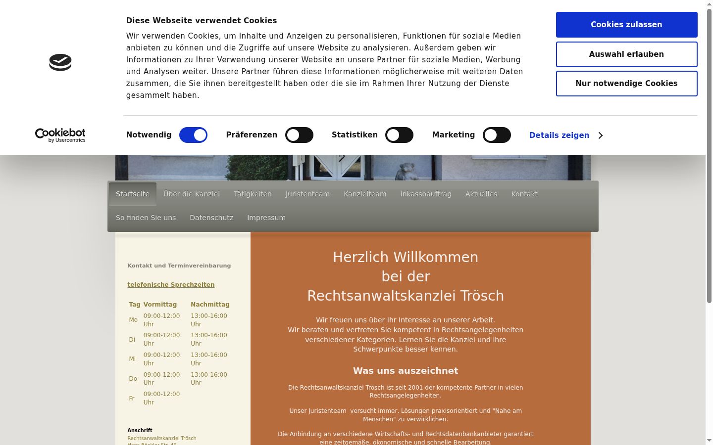 Screenshot of the consent banner shown before any interaction