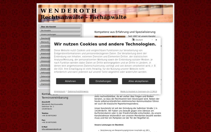 Screenshot ta' kanzlei-wenderoth.de