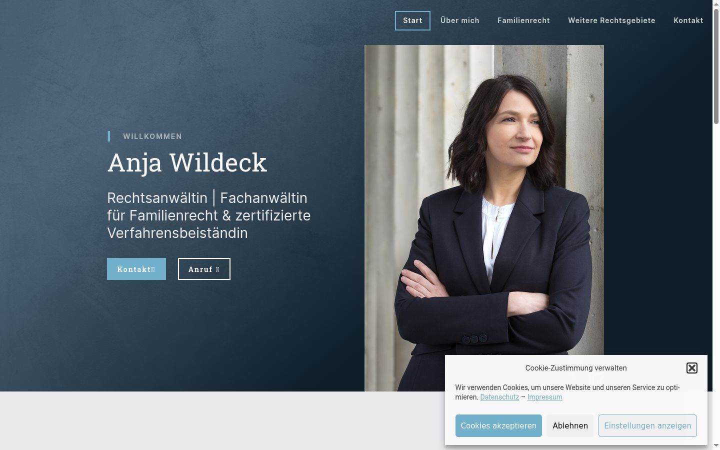 Screenshot des Einwilligungsbanners vor jeglicher Interaktion