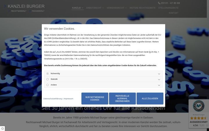 Screenshot of kanzleiburger.de