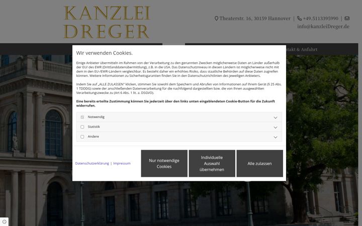 Screenshot of kanzleidreger.de