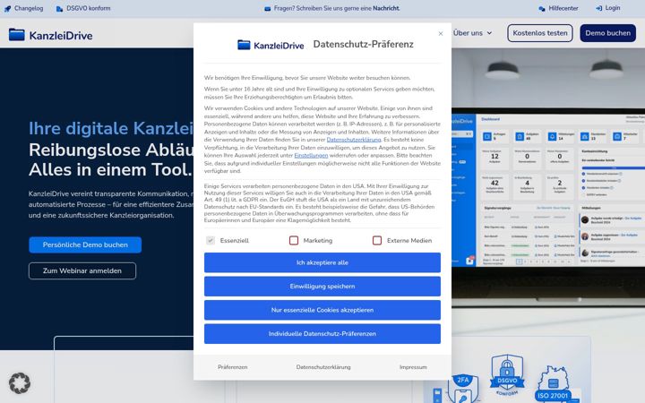 Screenshot of kanzleidrive.de