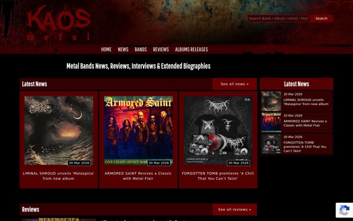Screenshot of kaosmetal.com